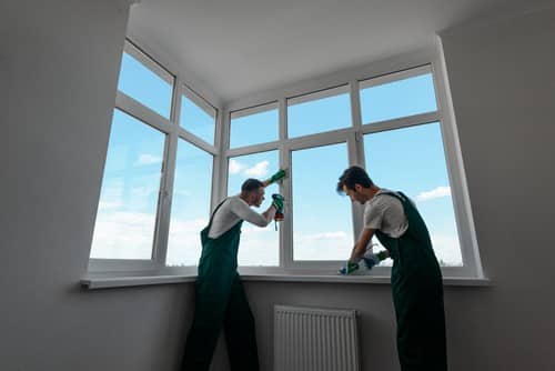 Vitrier Étampes - les bons artisans - vitriers qui installent une fenêtre