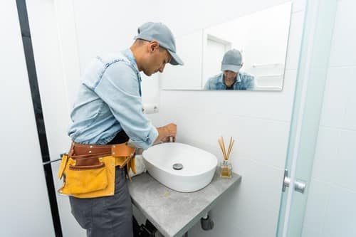 Plombier Fos-sur-Mer - les bons artisans - plombier qui intervient sur un lavabo