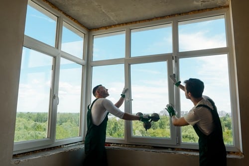 Vitrier Aubignan - deux hommes qui règlent une fenêtre