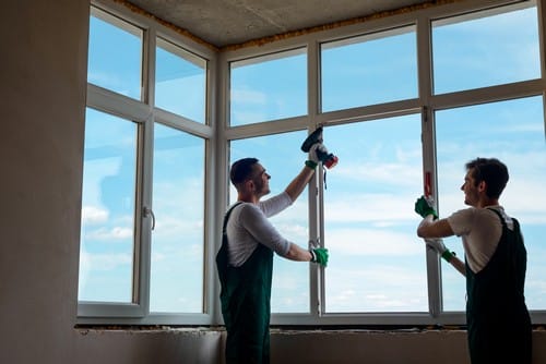 Vitrier Lapalud - deux hommes qui règlent une fenêtre