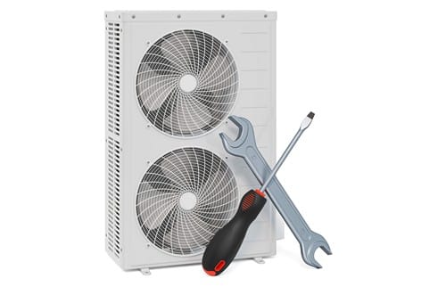 Climatisation Morangis - visuel d'un climatiseur sur fond blanc avec des outils devant